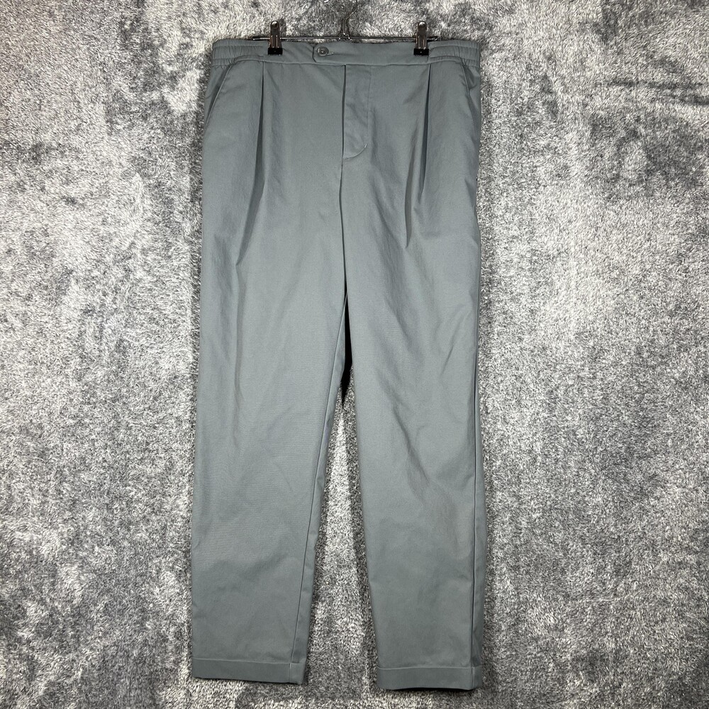 Vuori Pants Mens 33x27 Gray Chino Slim Fit Microfiber Elastic Waist Cuffed